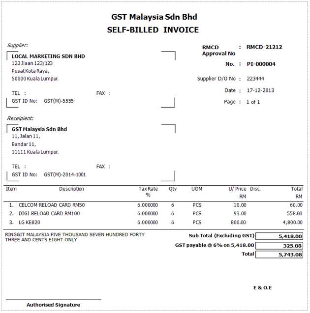 gst receipt template nz