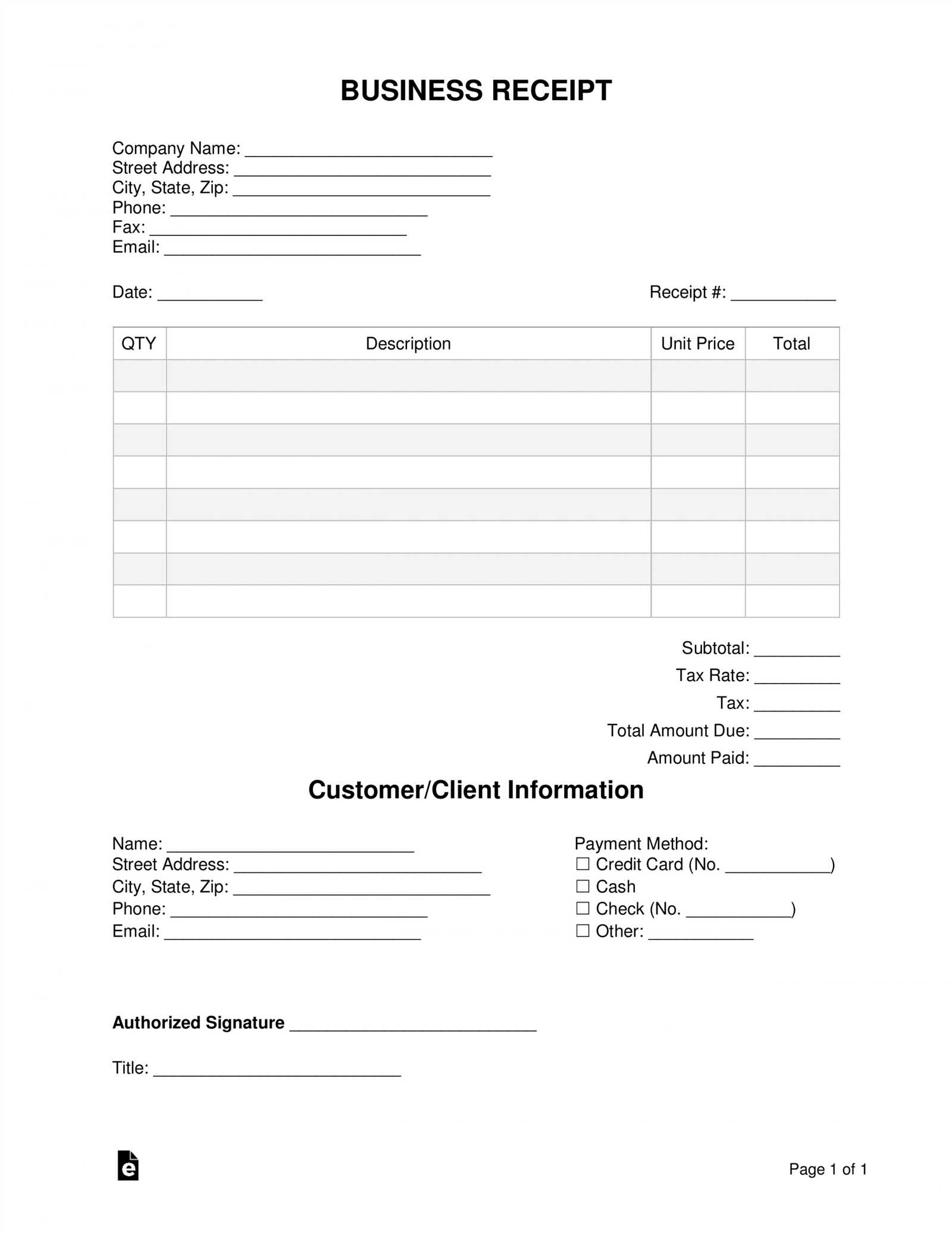 home business receipt template