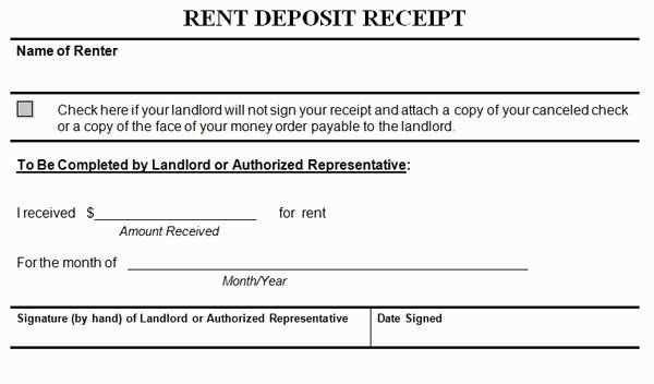 house deposit receipt template