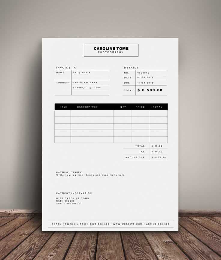 invoice receipt template australia