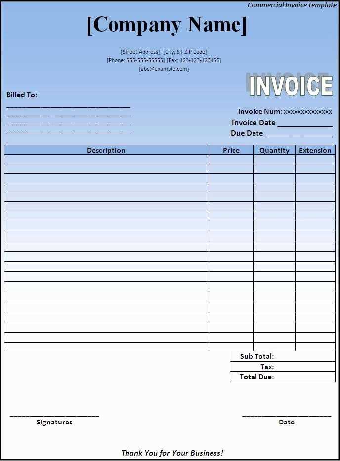 invoice receipt template word