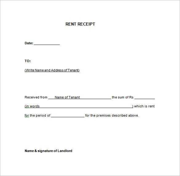landlord rental receipt template