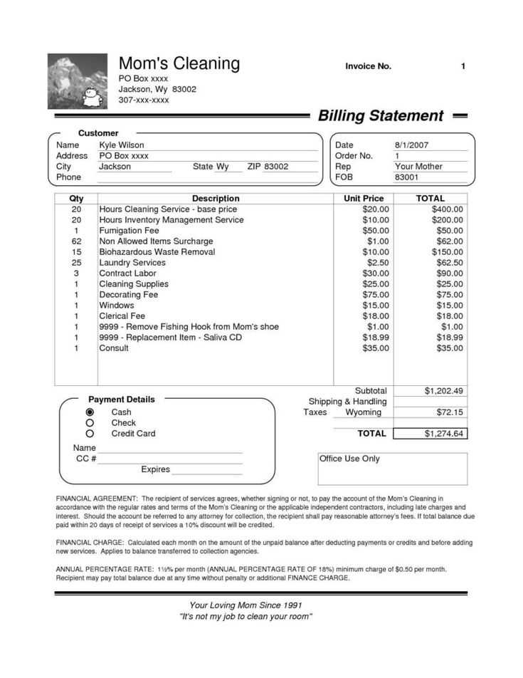 laundry service receipt template