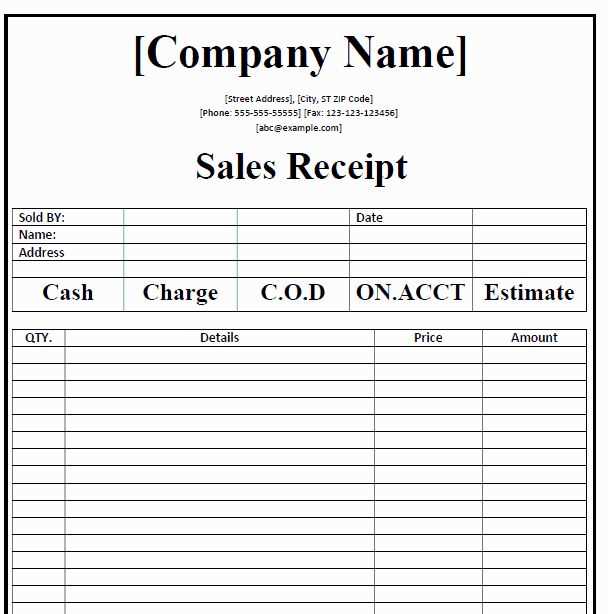 lodging receipt template