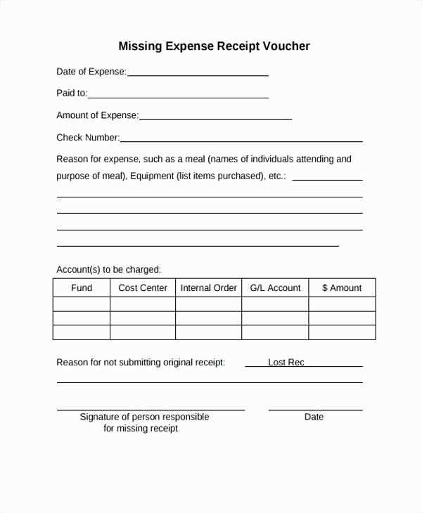 lost receipt form template word