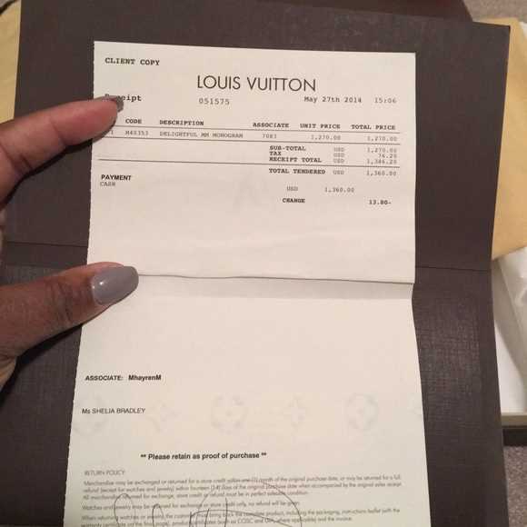 louis vuitton receipt template