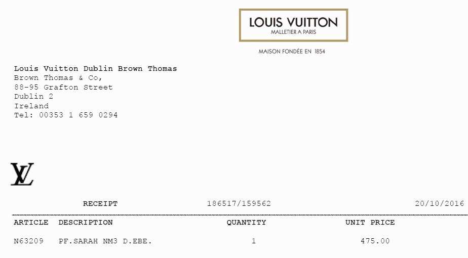 Louis vuitton receipt template pdf