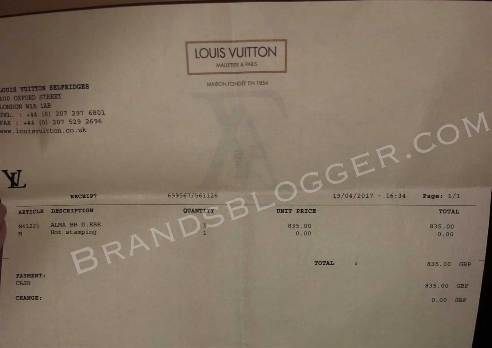louis vuitton receipt template