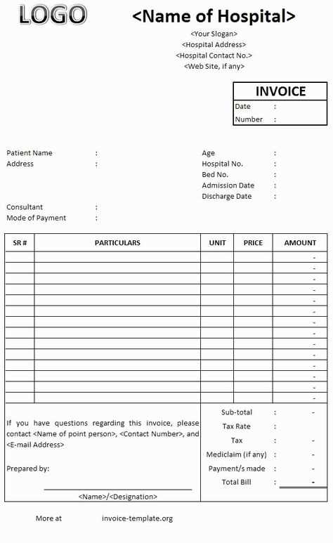 medical bill receipt template