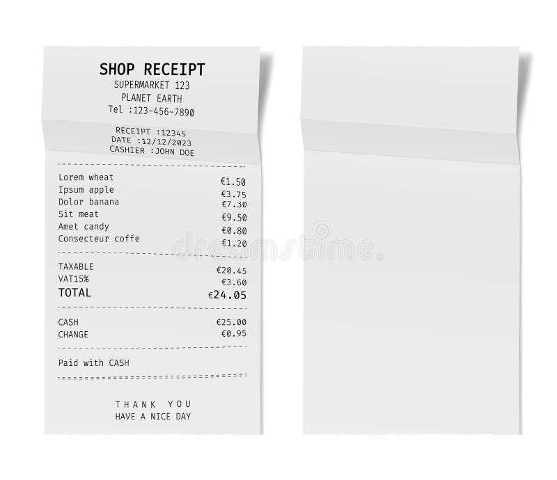 mock receipt template