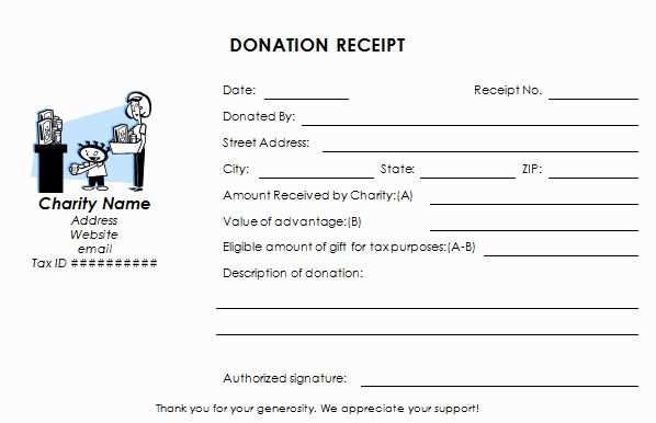 money donation cash receipt template