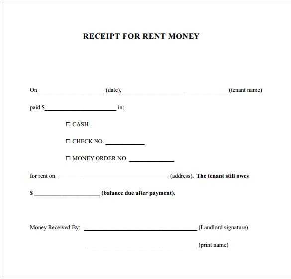 money rent receipt template