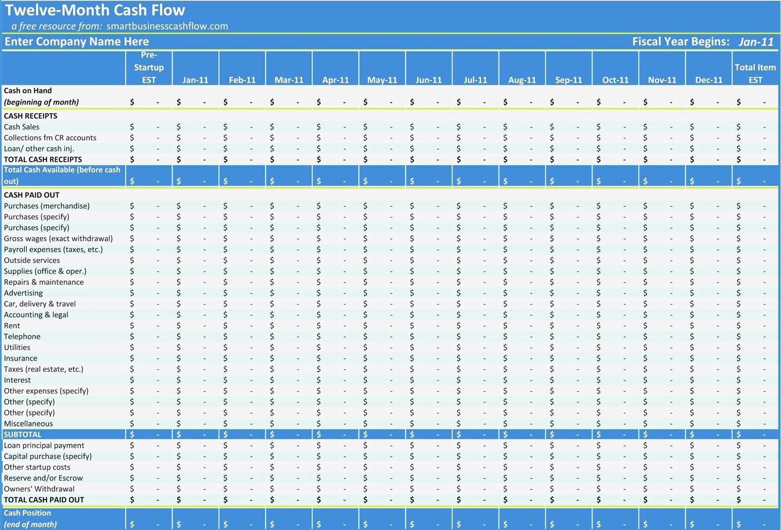 monthly cash receipts excel template