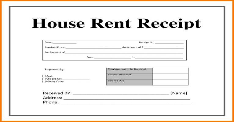 monthly rent payment receipt template