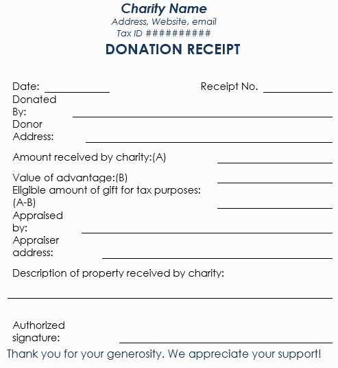 nonprofit monetary donation receipt template