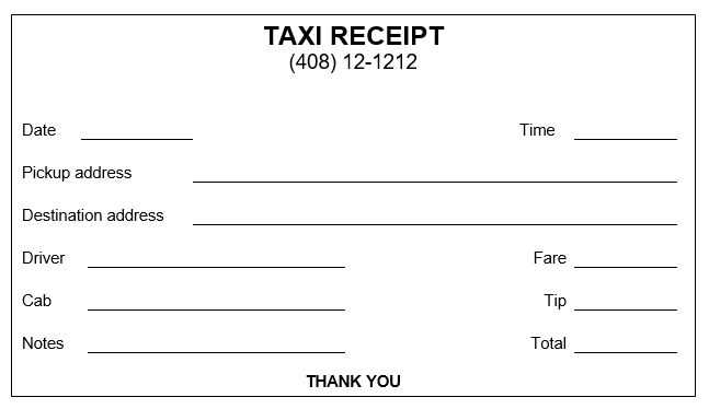 ny taxi receipt template