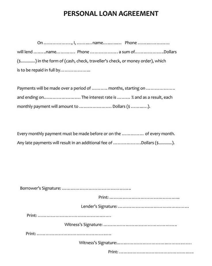 personal loan agreement receipt template