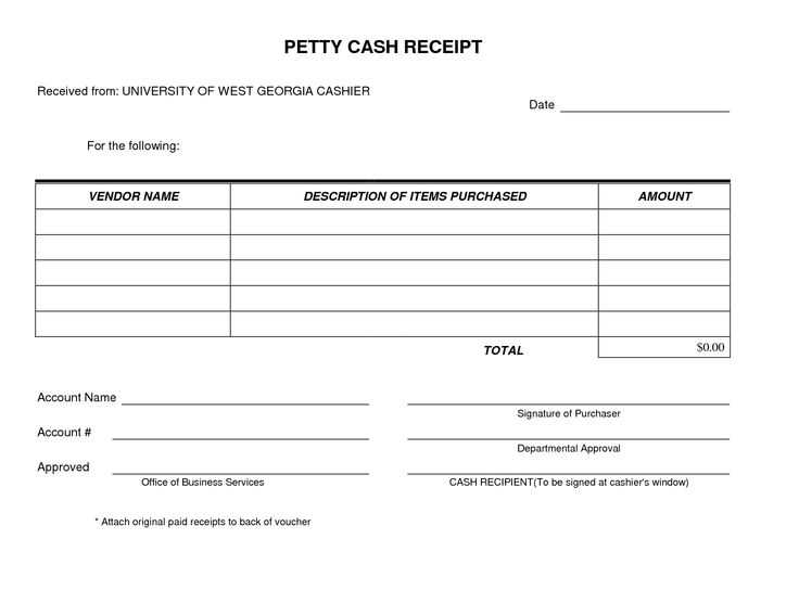 petty cash receipt template