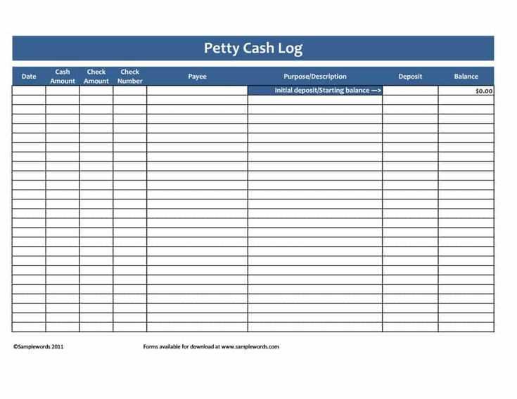 petty cash receipts template