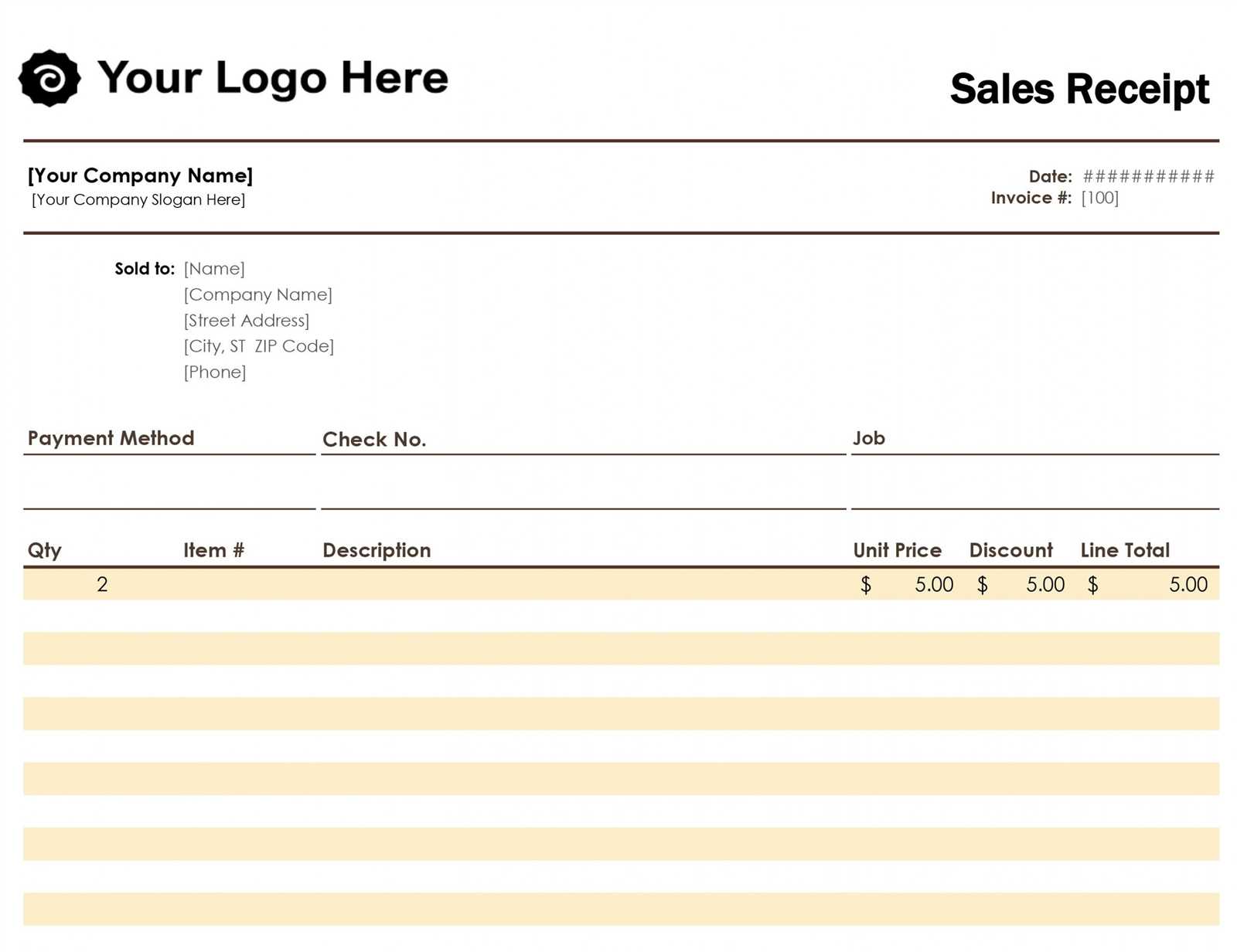 Print off sales order receipt template