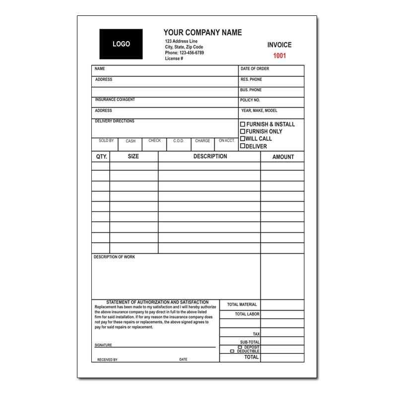 printer repair receipt template