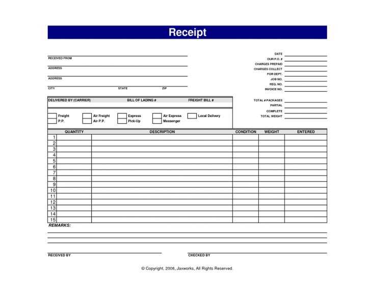 receipt document template