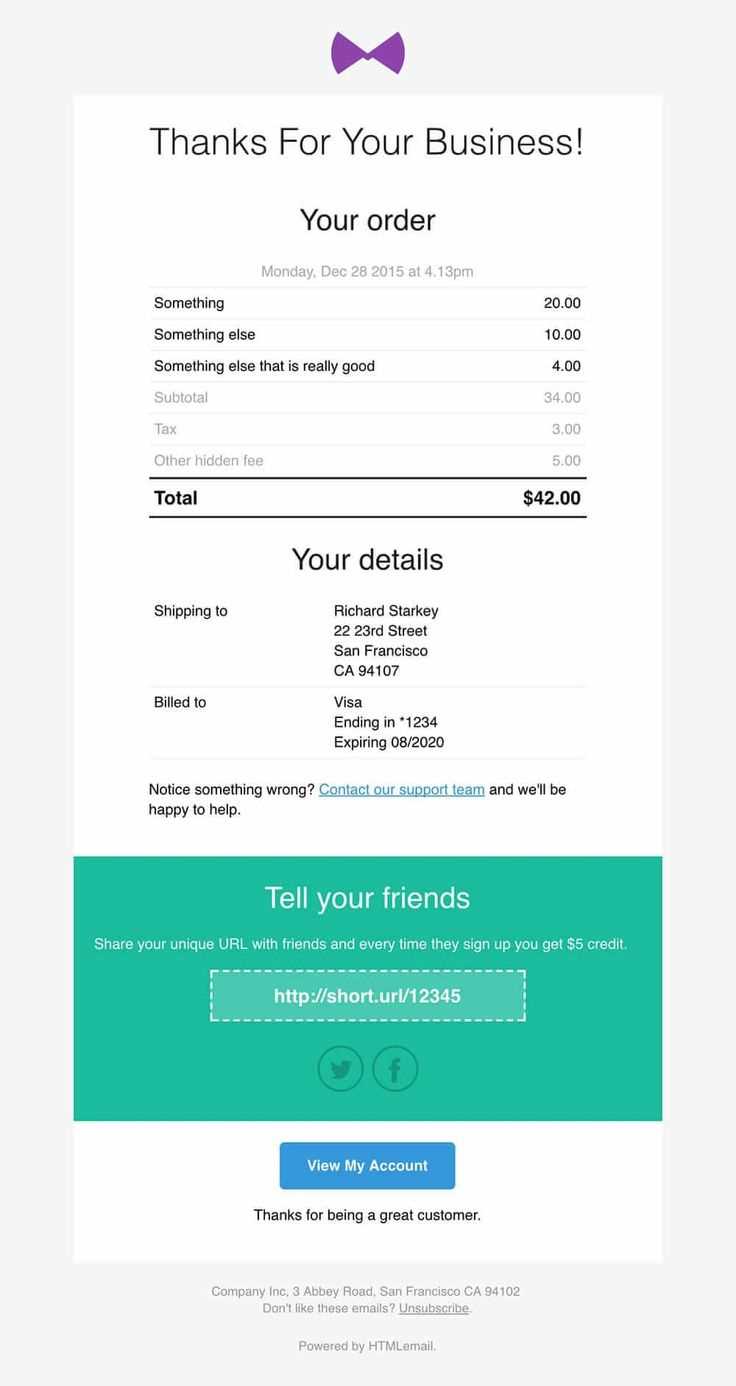 receipt email template html