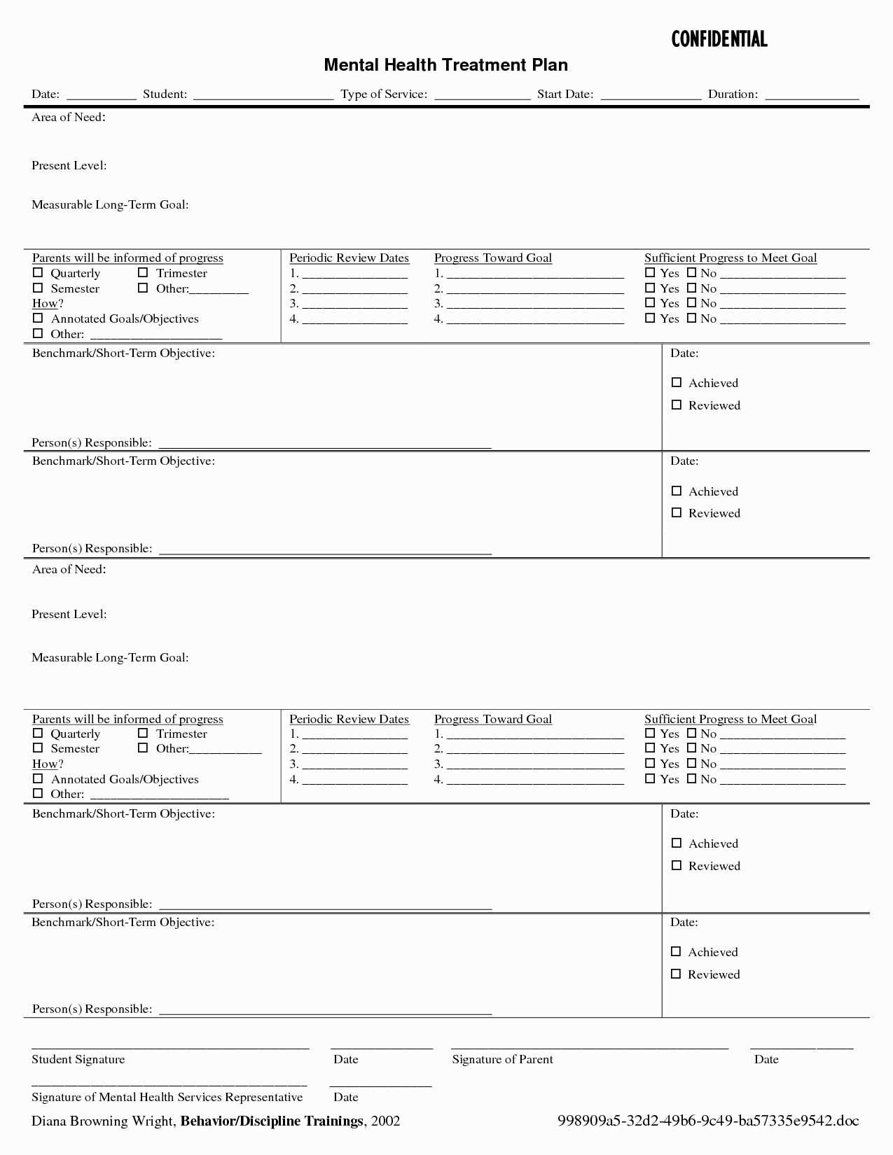 Receipt for mental health treatment template