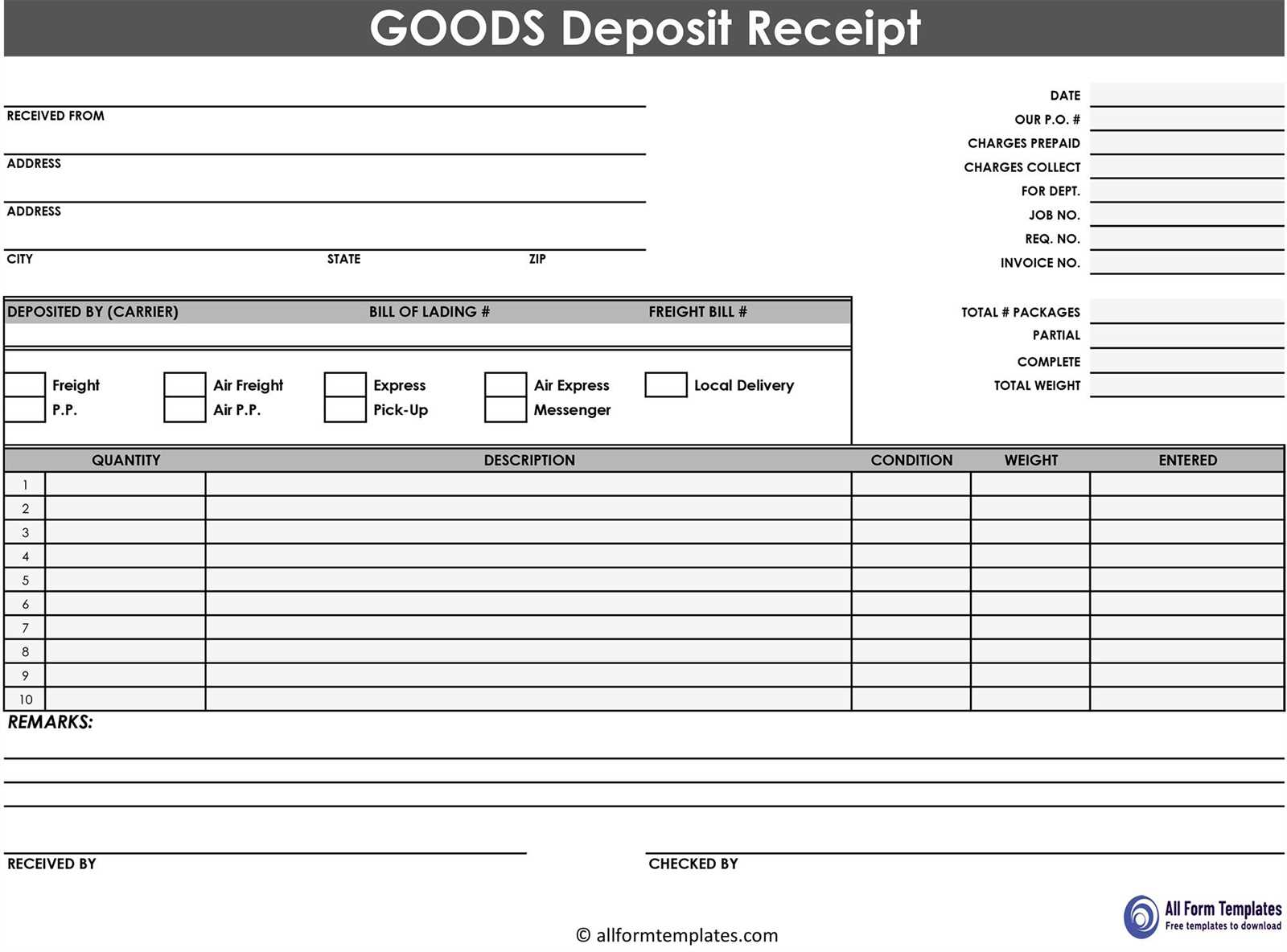 receipt of deposit for boat template