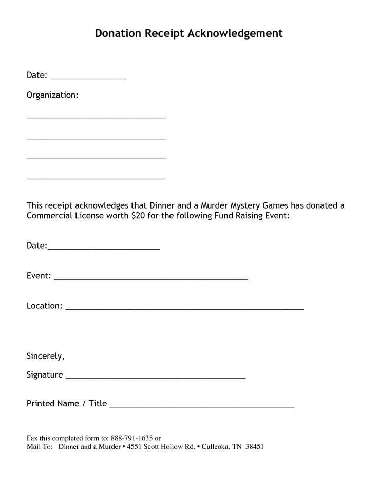 receipt of donation letter template non profit