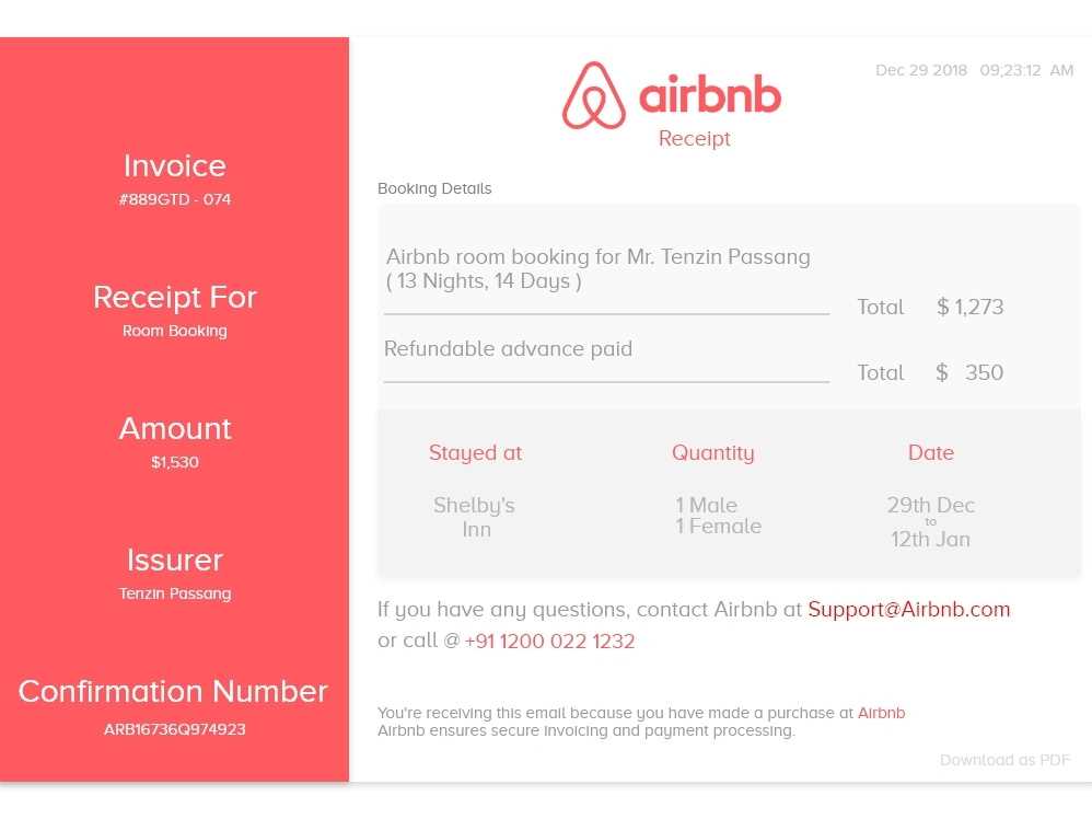 receipt of email template