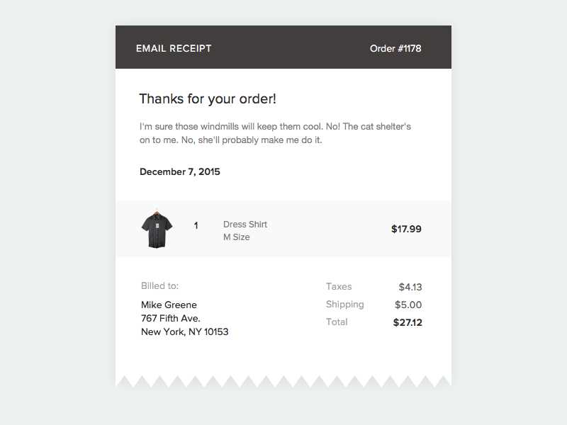 receipt of email template
