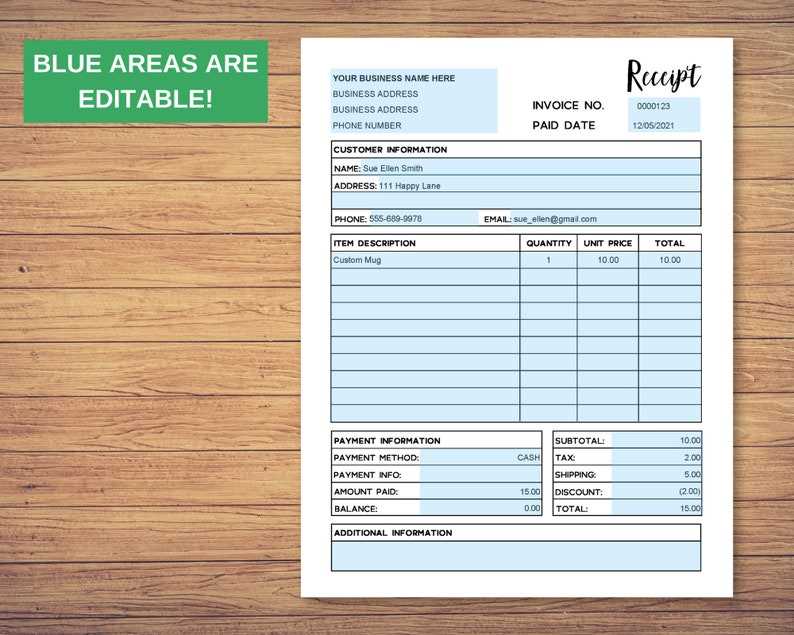 receipt of order template