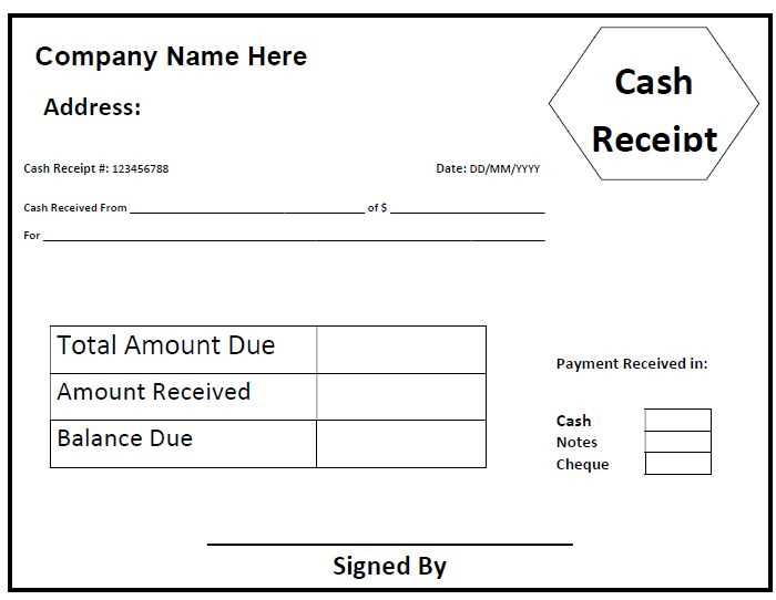 receipt of payment template free