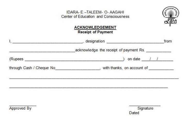 receipt of payment word template