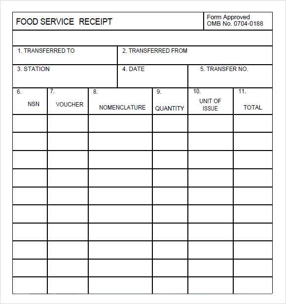 receipt of services template
