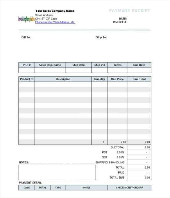 receipt services template