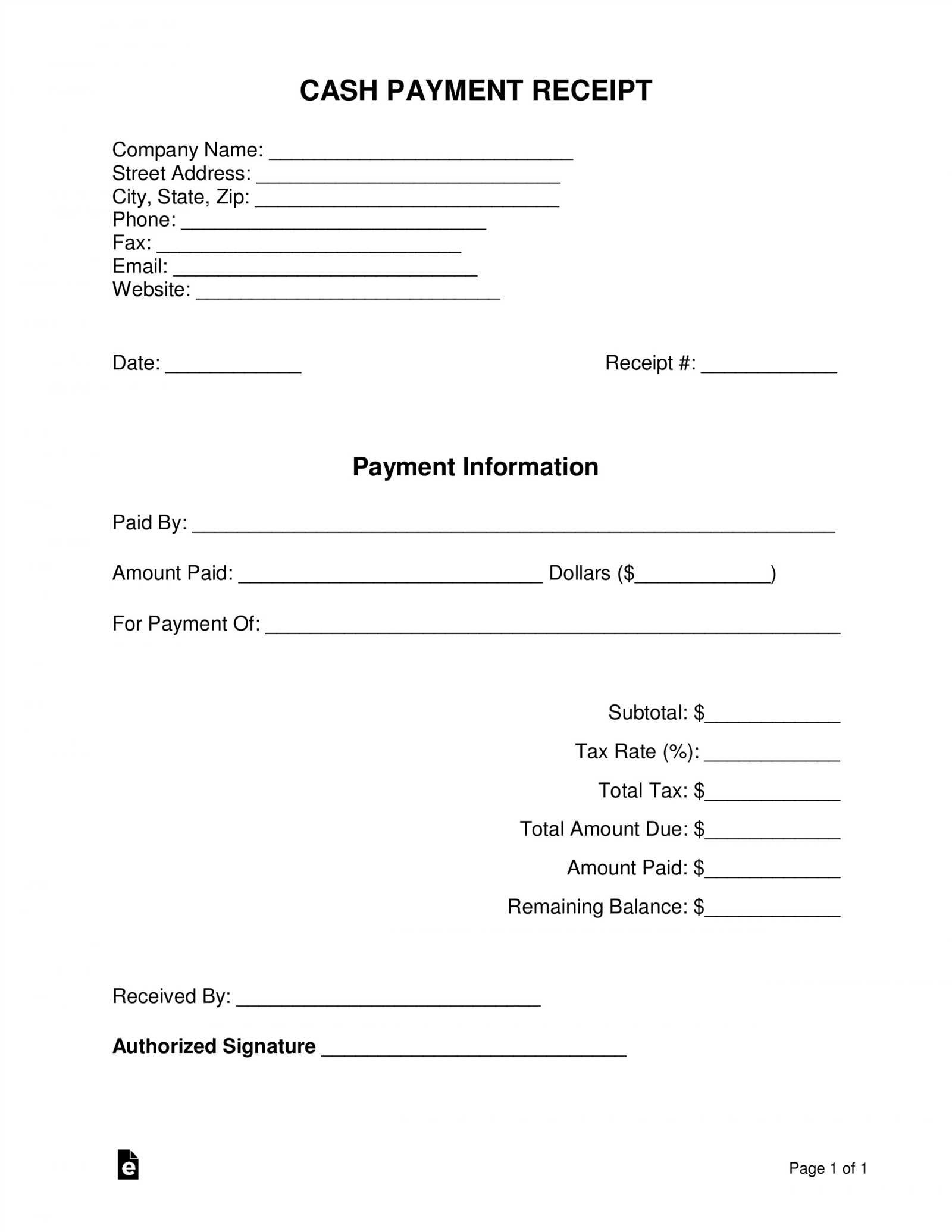 receipt template example