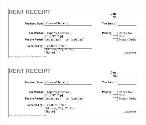 receipt template for check