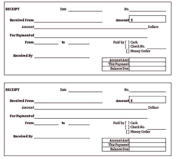 receipt template for contractor blank