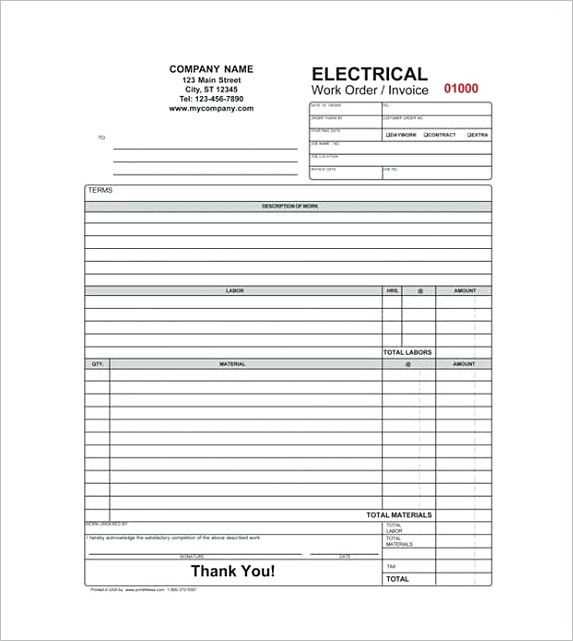 receipt template for contractor