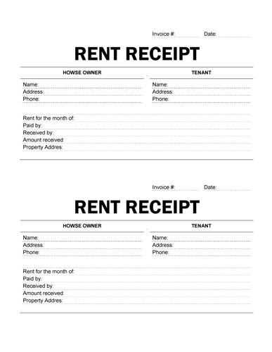 receipt template for rental payment