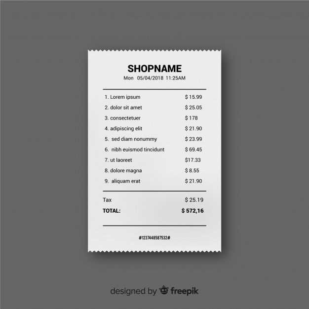 receipt template psd