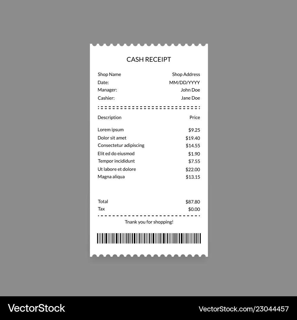 receipt template psd