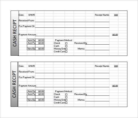 receipt templates excel