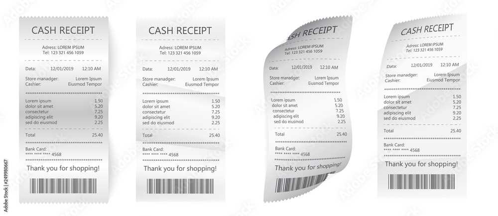 receipt templates for retail store