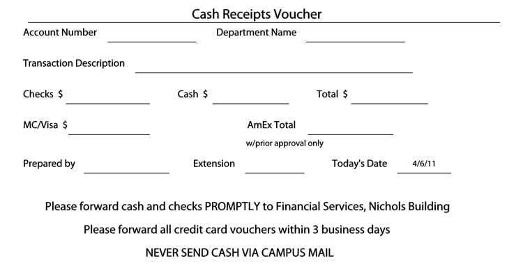 Receipt voucher template xls