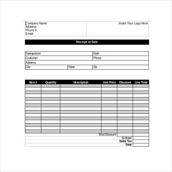 receipt xls template