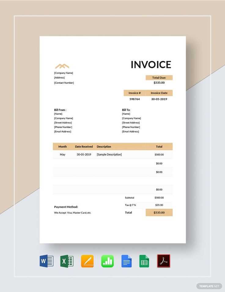 rent invoice receipt template