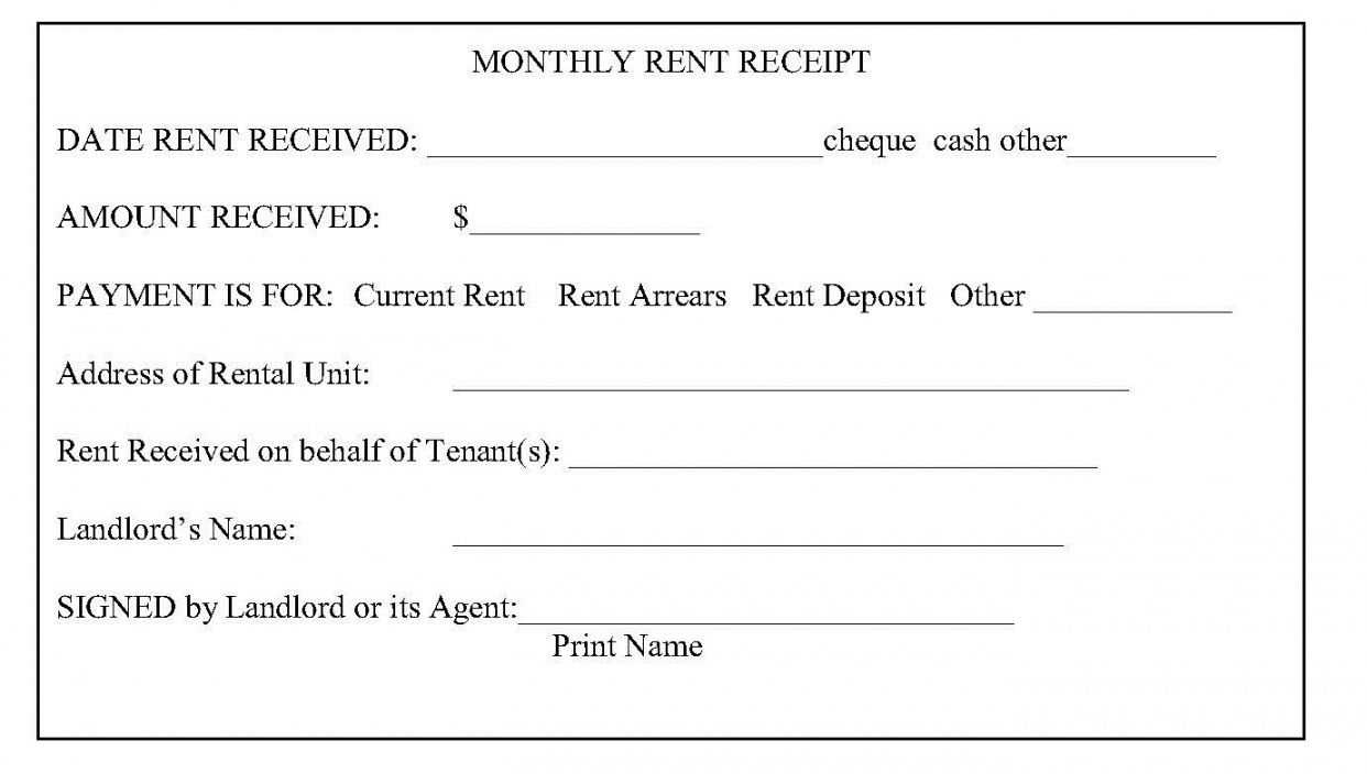rent receipt for tenant template
